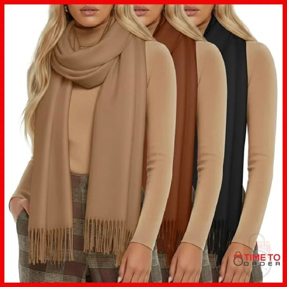 3 Pack Winter Scarves Soft Pashmina Shawl Wraps 75